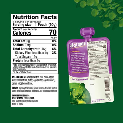 Applesauce Squeeze Pouch, Organic Applesauce Pouches with Real Chunks of Fruit, No Artificial Flavors Fruit Snack, (Original Apple, 12 Pack of 3.2 oz)