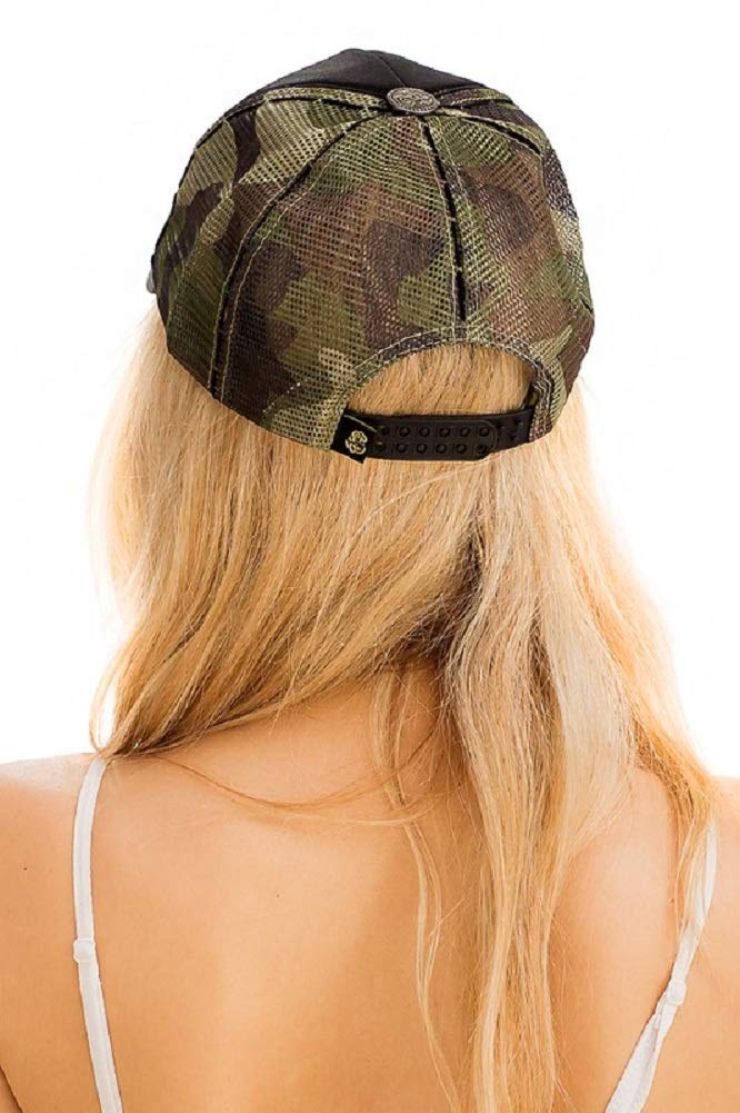 2Chique Boutique Women's Two Tone Trucker Hat Black Camo