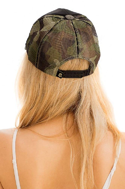 2Chique Boutique Women's Two Tone Trucker Hat Black Camo