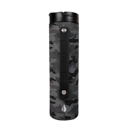 Elemental Iconic Stainless Steel Water Bottle with Straw - 20 oz Leak Proof Triple Wall Insulated Water Bottles for Travel and Sports - Reusable Gym Water Bottle with 2 Straws - Black Camo