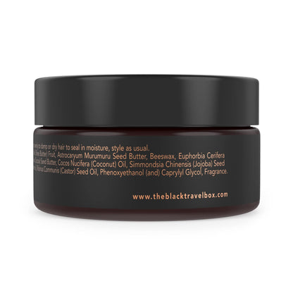 BlackTravelBox Hair Balm With Jojoba, Argan & Coconut Oils To Seals, Nourishes & Adds Shine for Frizz Control, Scalp Itch Relief, & Wash 'n Go Styling, TSA Friendly - 2.0 Oz