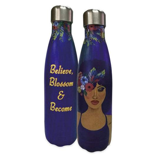 Shades of Color Stainless Steel Bottle, Believe, Blossom & Become, 10 x 10.5 inches (SSB137)