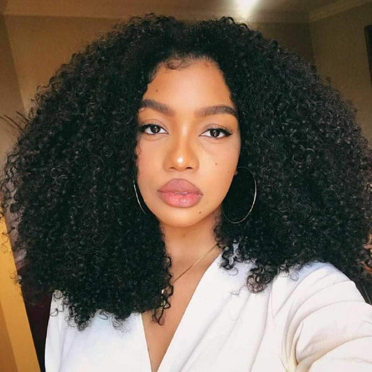 BLY Mongolian Afro Kinky Curly Boho Human Braiding Hair 3 Bundles (14 16 18inches) Unprocessed Hair Weave Weft Big Hair for Black Women Natural Color