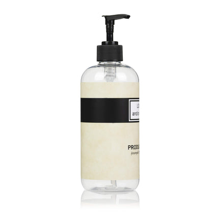 Artanis Home 10-Pack Customized PET Plastic Refillable Pump Bottles with Black and Tan Design Waterproof Labels and Black Pumps, Clear