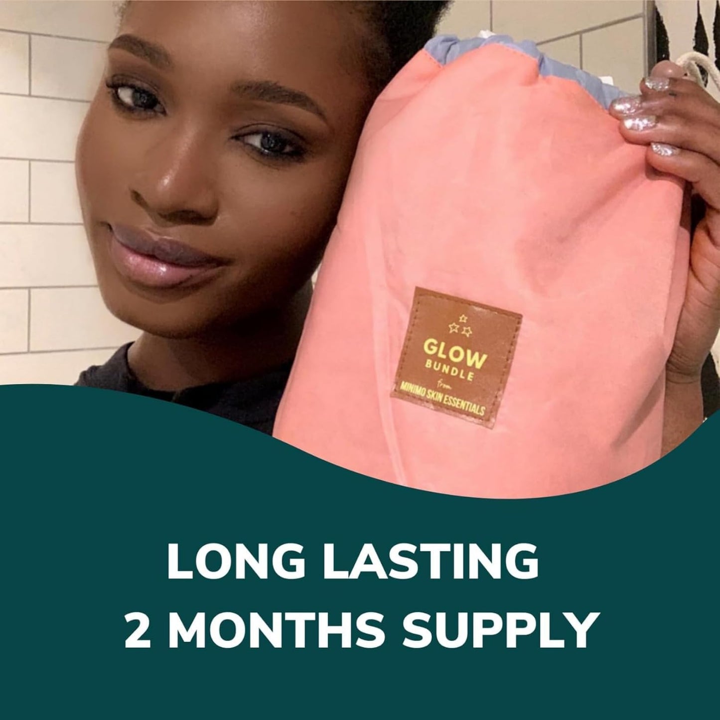 Minimo Skin Essentials Glow (Citrus Peach) Bundle Skin Care Routine | Skin Care System Face Wash, Scrub, Serum, Mask, Toner, Moisturizer & 2 Applicators | 60 Day Supply