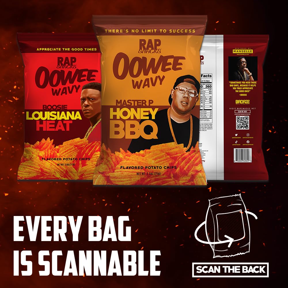 Rap Snacks Master P Honey BBQ Wavy Potato Chips 2.5 Oz Bags - Pack of 12