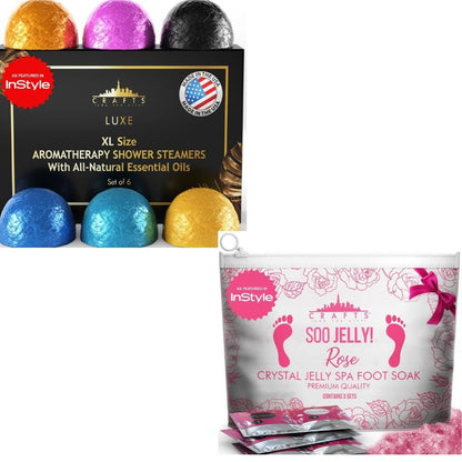 Crafts And The City Ultimate At-Home Spa Set- Jelly Pedi Pedicure Packs Foot Soak & Luxury Shower Steamers Aromatherapy Gift Set