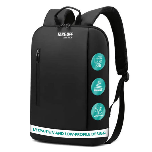 TAKE OFF Slim Pack, Sleek Slim Backpack, Backpack for Travel & Business, Laptop Backpack for Men & Women, Laptop Bag with Multiple Compartments for Accessories, Durable & Waterproof Backpack