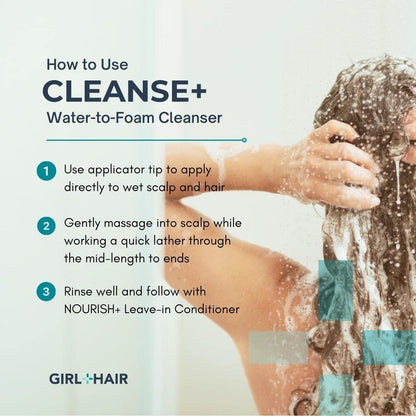 GIRL+HAIR Cleanse+ Moisturizing Shampoo | Restorative for Dry, Damaged Hair | Treat Dry, Itchy Scalp | With Shea Butter, Tea Tree Oil (10.1 fl oz)