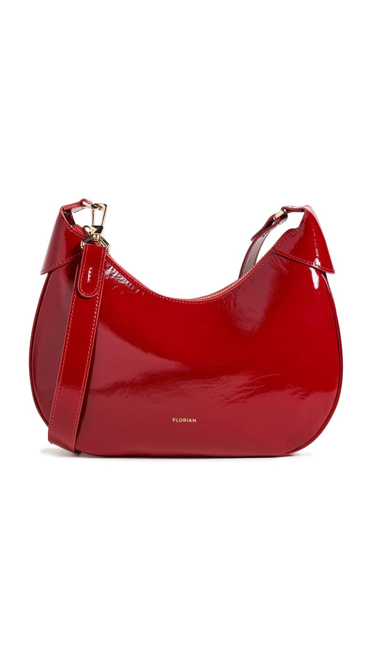 Florian London Women's Clara Glossy Shoulder Bag, Red, One Size