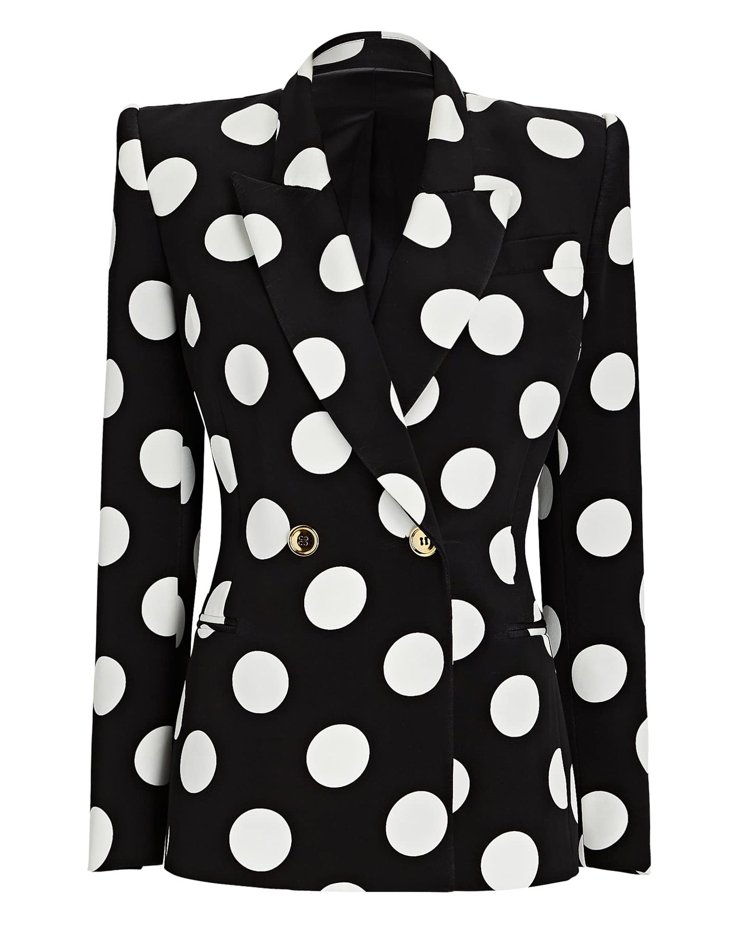 Sergio Hudson, Double Breast Polka Dot Blazer, 2, Onyx & Ivory