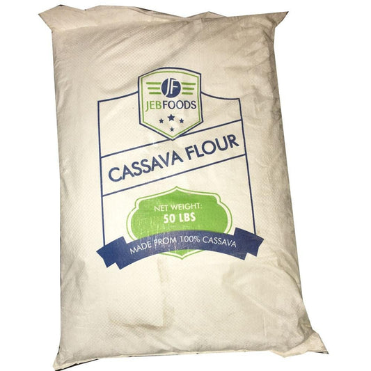 Jeb Foods Cassava Flour Bulk 50lb Bag | Gluten Free Baking Flour Made With Hand-Peeled Cassava Root | Paleo Non-GMO Grain Free Kosher Flour Alternative | 50lb Bag