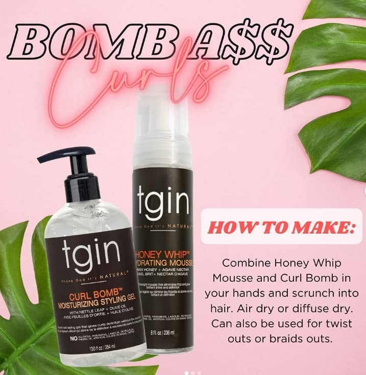 tgin Curl Bomb Moisturizing Styling Gel and Honey Whip Hydrating Mousse