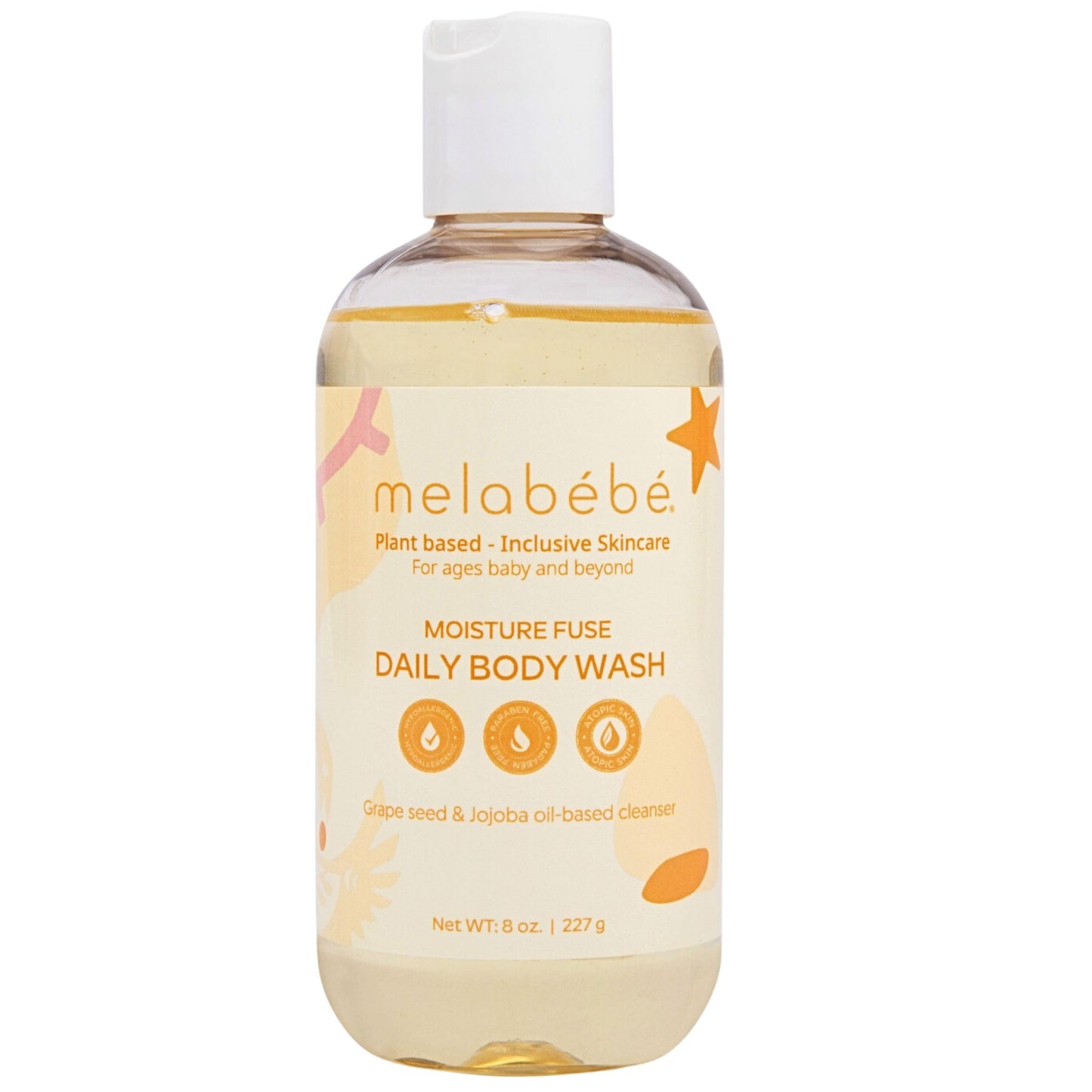 Melabebe Organic Baby Wash - Kids Eczema Body Wash Toddler Shampoo and Body Wash, Natural Baby Shampoo, Baby Sensitive Skin Body Wash, Kids Soap and Body Wash, Hypoallergenic Baby Wash - 8oz