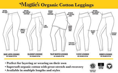 Maggie's Organics Cotton Base Layer Leggings - Ankle Length - Soft & Stretchy Black