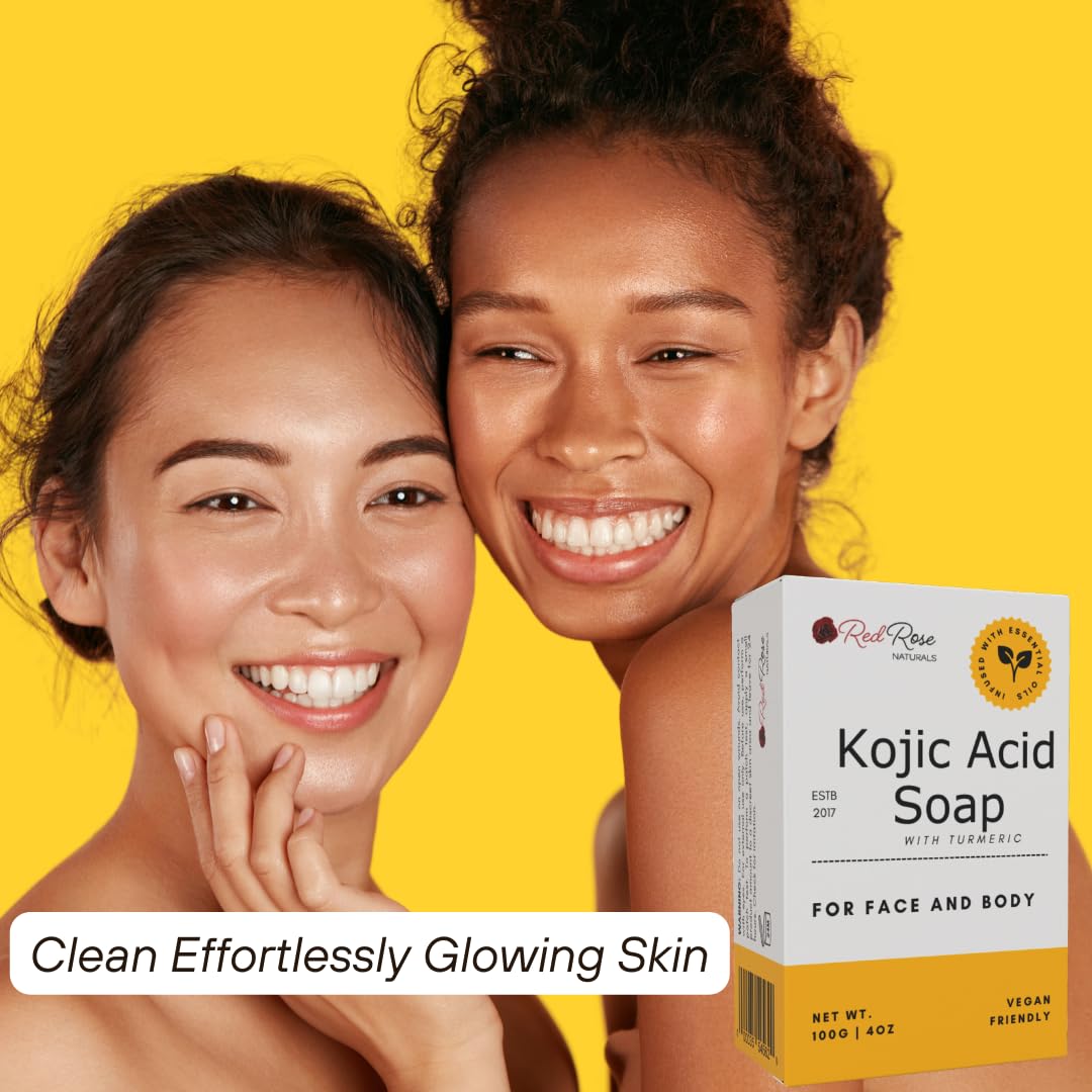 Red Rose Naturals Kojic Acid Soap with Turmeric, 4 oz Bar