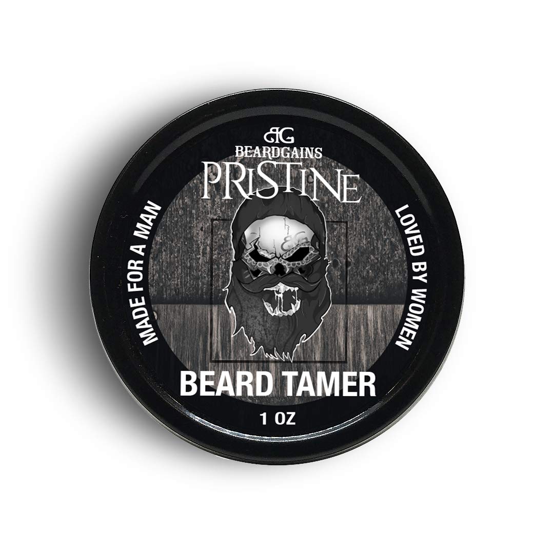 Beard Gains Pristine Scented Color Tinted Beard Tamer Wax for Men, Shape, Style & Groom Facial Hairs with Organic Balm Leave In Conditioner, Control Wild Whisker Hairs - Choose Your Hair Color (Black)
