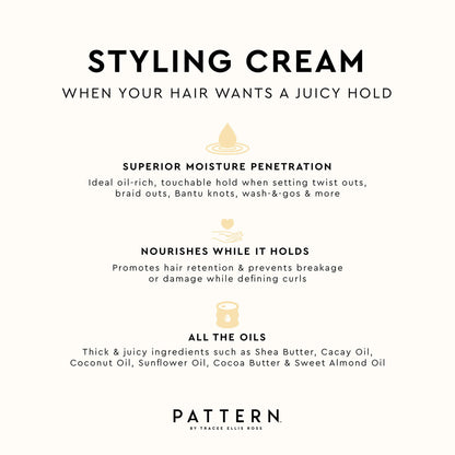 PATTERN Beauty by Tracee Ellis Ross Styling Cream - Hold & Definition for Curly Hair 3b-4c, 15 fl oz