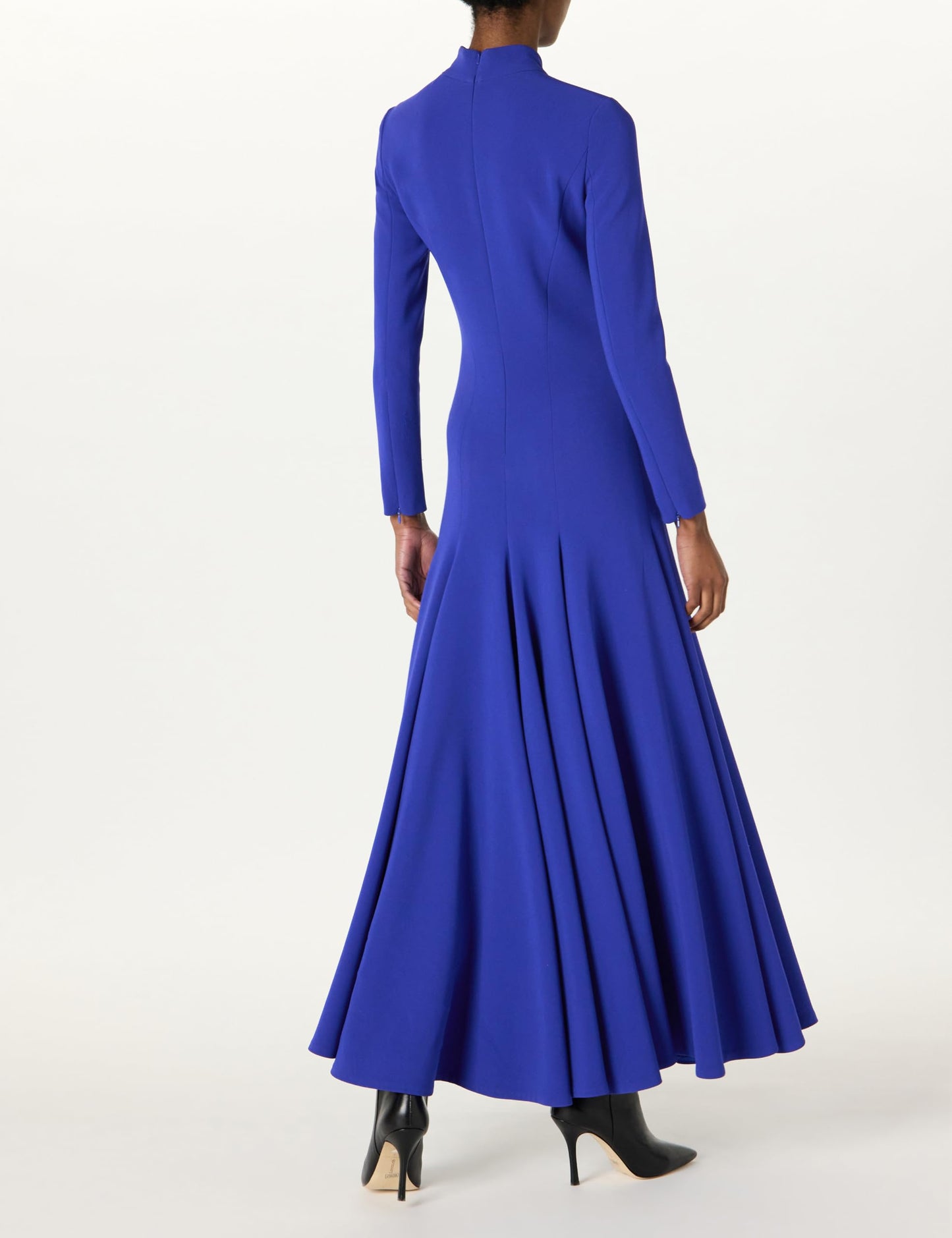 Sergio Hudson, Mock Neck Full Skirt Dress, 4, Sapphire