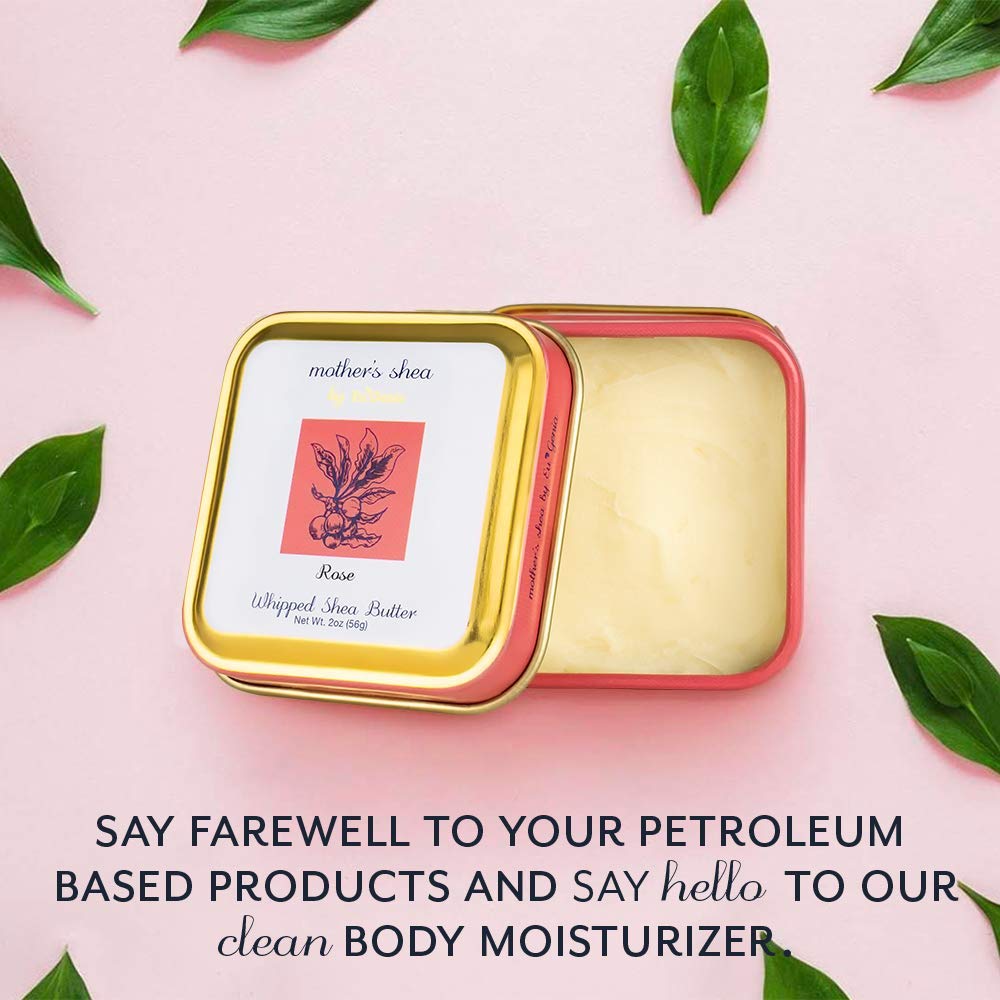 Mother's Shea Whipped Shea Butter (Rose, 2 Oz Tins - Set of 3) 100% Pure Raw Unrefined African Shea - Organic, Sustainably-Sourced Ingredients - Natural Skin & Hair Care