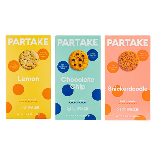 Gluten Free Soft Baked Cookies by Partake – 3 Box Variety | Vegan Snacks, Non-GMO, Allergy-Friendly | No Peanuts, Soy, Dairy, Tree Nuts, Contents May Vary.