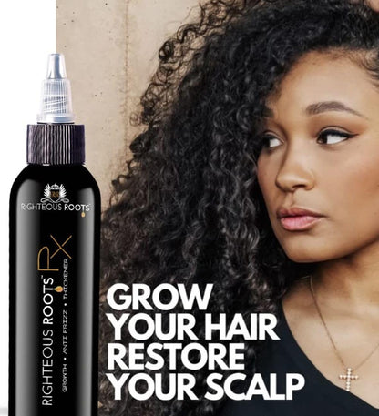 Righteous Roots Rx Hair Oil for Hair Growth, Anti Frizz and Thickener Best for Curly, Wavy Natural Hair and Beards. 4fl oz (Previously known as Hair RX)