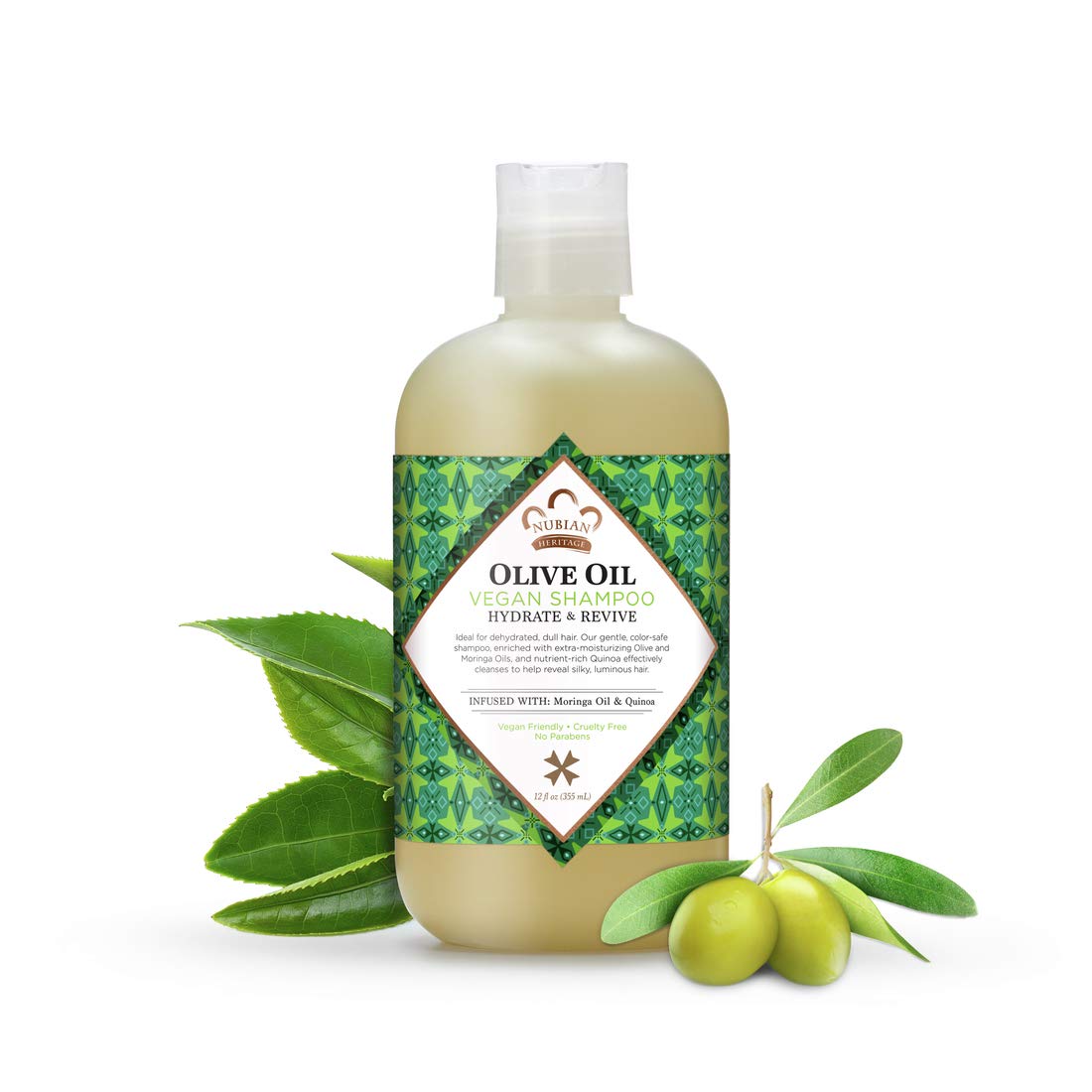 Nubian Heritage Shampoo for Dry Hair Olive Oil Hydrate and Revive 12 oz