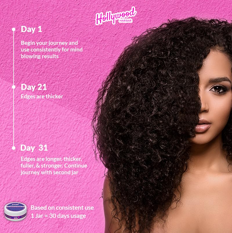 Hollywood Hair Bar Growth Edge Control - Smooths and Grows Edges, Vegan and Cruelty Free, 4 oz