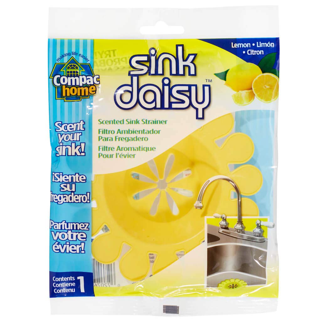 Compac Sink Daisy Scented Kitchen Sink Strainer Infuses & Freshens Your Sink, Must Have Kitchen Sink Accessories, Sink Drain Strainer - Catcher, Yellow, Lemon Scent, 12 Count, (Pack of 12)