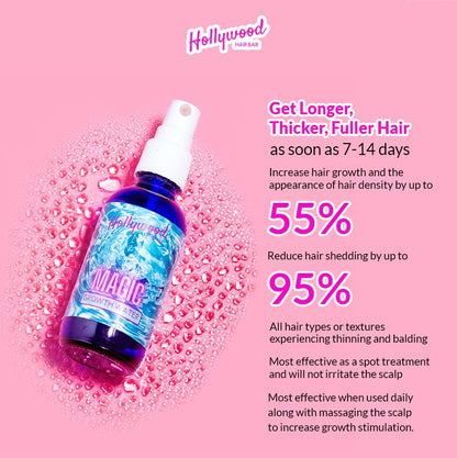 Hollywood Hair Bar Magic Growth Water Spray - Water Based Hair Regrowth Serum, For All Hair Types, Vegan and Cruelty Free, 2 oz