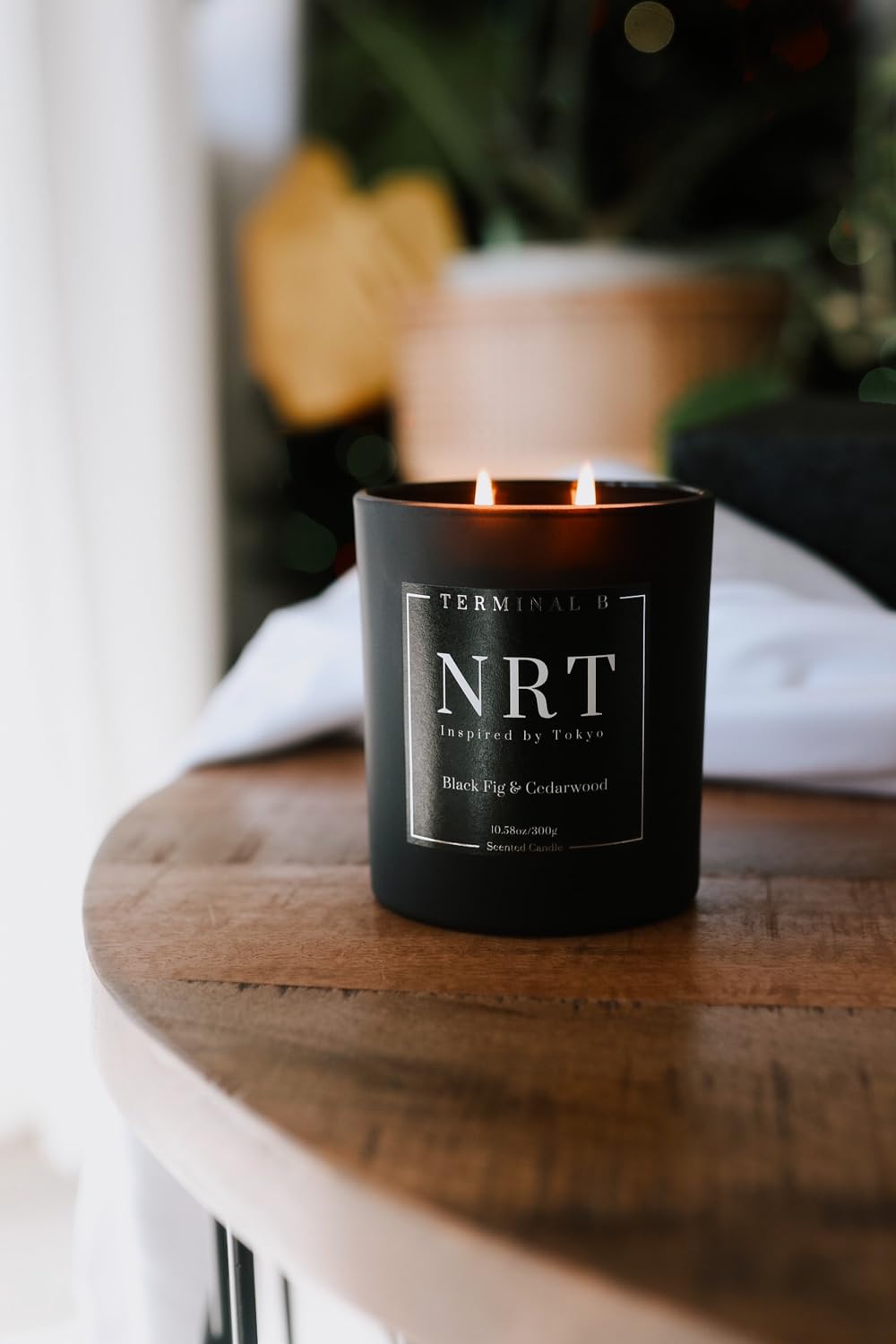 TERMINAL B Luxury Scented Candle, NRT - Tokyo: Black Fig & Cedarwood, Travel Inspired Airport Coded Candle, 10.58 oz, 60 Hour Burn Time, Made in Los Angeles