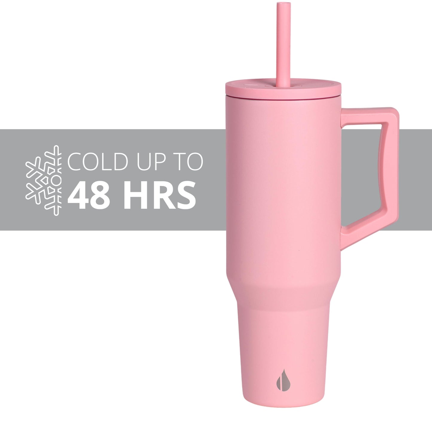Elemental 40 oz Tumbler with Handle and Straw - Spill Proof Insulated Stainless Steel Commuter for Hot and Cold Beverages - Travel Coffee Mug with 2 Straws & Spill Proof Lid - 40oz - Rose