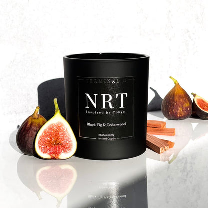 TERMINAL B Luxury Scented Candle, NRT - Tokyo: Black Fig & Cedarwood, Travel Inspired Airport Coded Candle, 10.58 oz, 60 Hour Burn Time, Made in Los Angeles