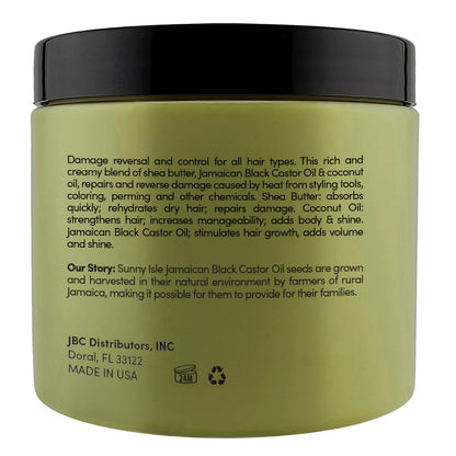 Sunny Isle Shea Coconut Intensive Repair Masque 16oz | Jamaican Black Castor Oil Infused | Deeply Conditions, Repairs, Hydrates, Strengthens Damaged Hair | Adds Shine & Body