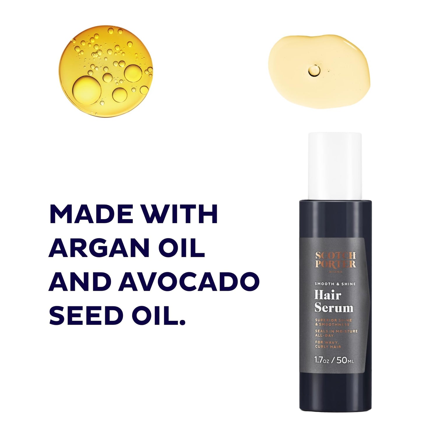 Scotch Porter Curls & Waves Hair Oil for Men | Formulated with Non-Toxic Ingredients, Free of Parabens, Sulfates & Silicones | Vegan | 1.7oz – 2 Pack