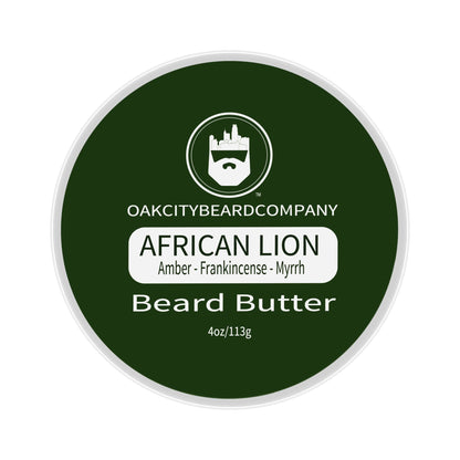 Oak City Beard Company - African Lion - 4 Ounce - Beard Butter - Beard Conditioner - Amber - Frankincense - Myrrh - Patchouli