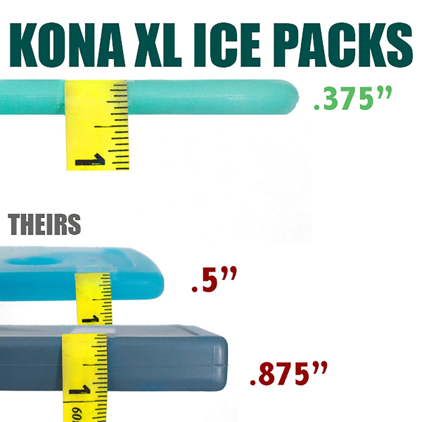 Kona XXL Large Cooler Ice Packs - 2 lb Reusable Long Lasting Ice Pack (-5 C) Space-Saving Slim Ice Packs|Dry Ice Packs, Freezer Packs & Reusable Ice Pack For Cooler Bags, 13x10 Inch, 25 Min Freeze - 2