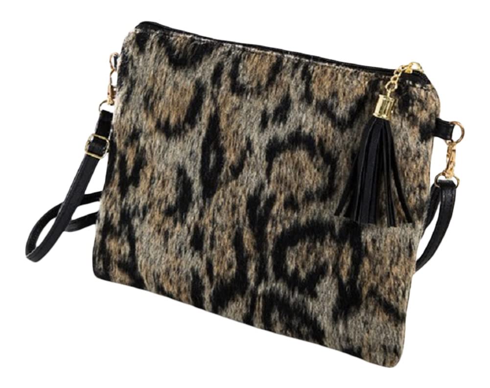 2Chique Boutique Women's Animal Print Cross Body Clutch Bag