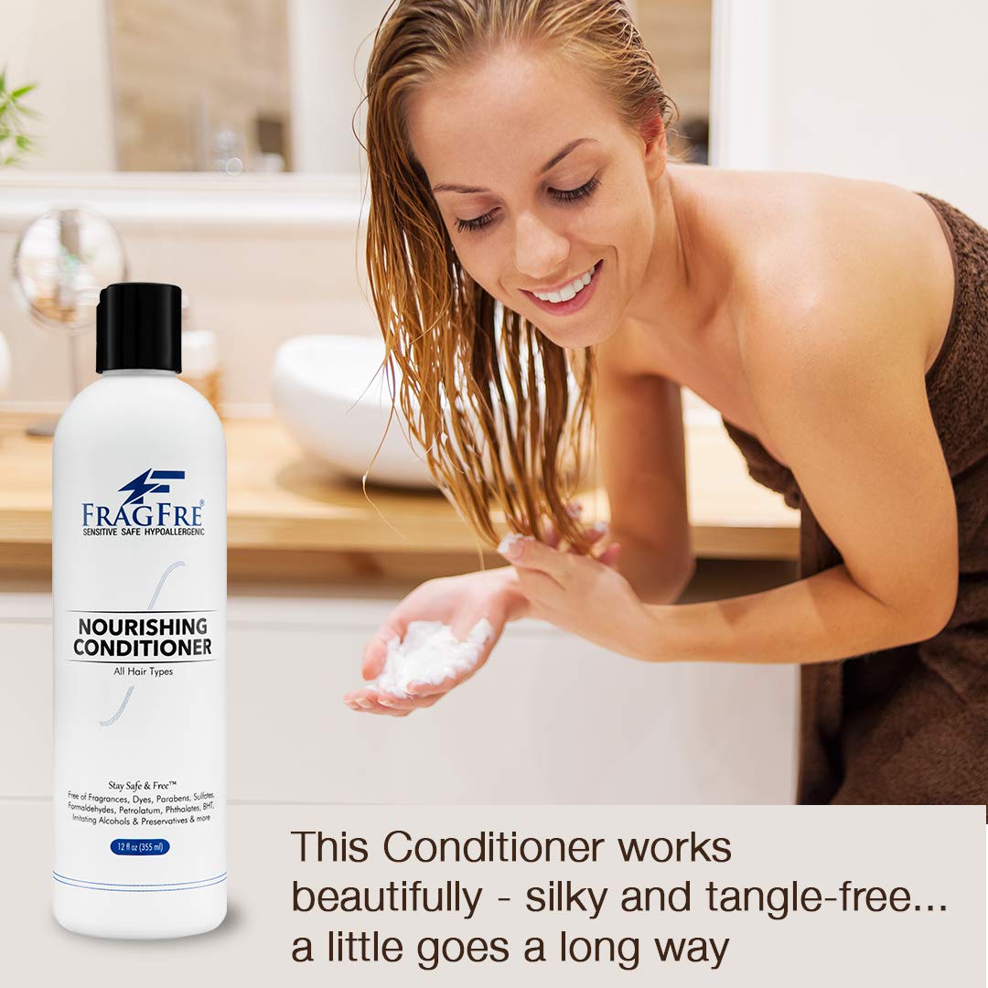 FRAGFRE Hydrating Shampoo and Nourishing Conditioner 12 oz/ea (2-Pack Gift Set) - Sulfate Free, Gluten Free, Parabens Free, Color Safe, Hypoallergenic, Fragrance Free