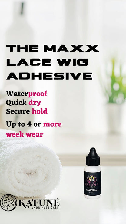 Kafune Amor Hair Care MAXX Lace Wig Adhesive – Wig Glue Size 1.06 OZ Waterproof Hold for Your Lace Wig or Toupee – Quick Drying – MAXX Hold Up to 4 Weeks – NO Flaky Residue – Best for Sensitive Skin