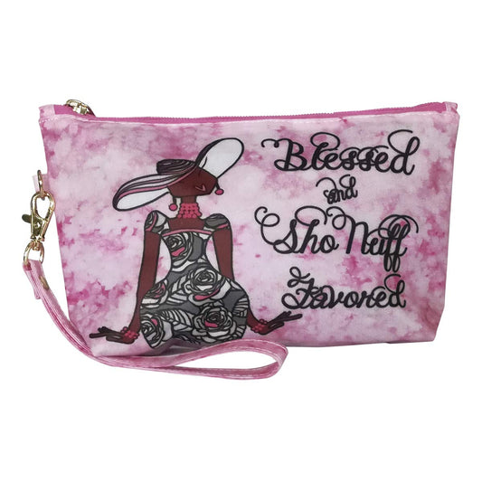 Shades of Color Cosmetic Pouch, Blessed & Sho Nuff Favored, 9 x 5 inches (CP132)