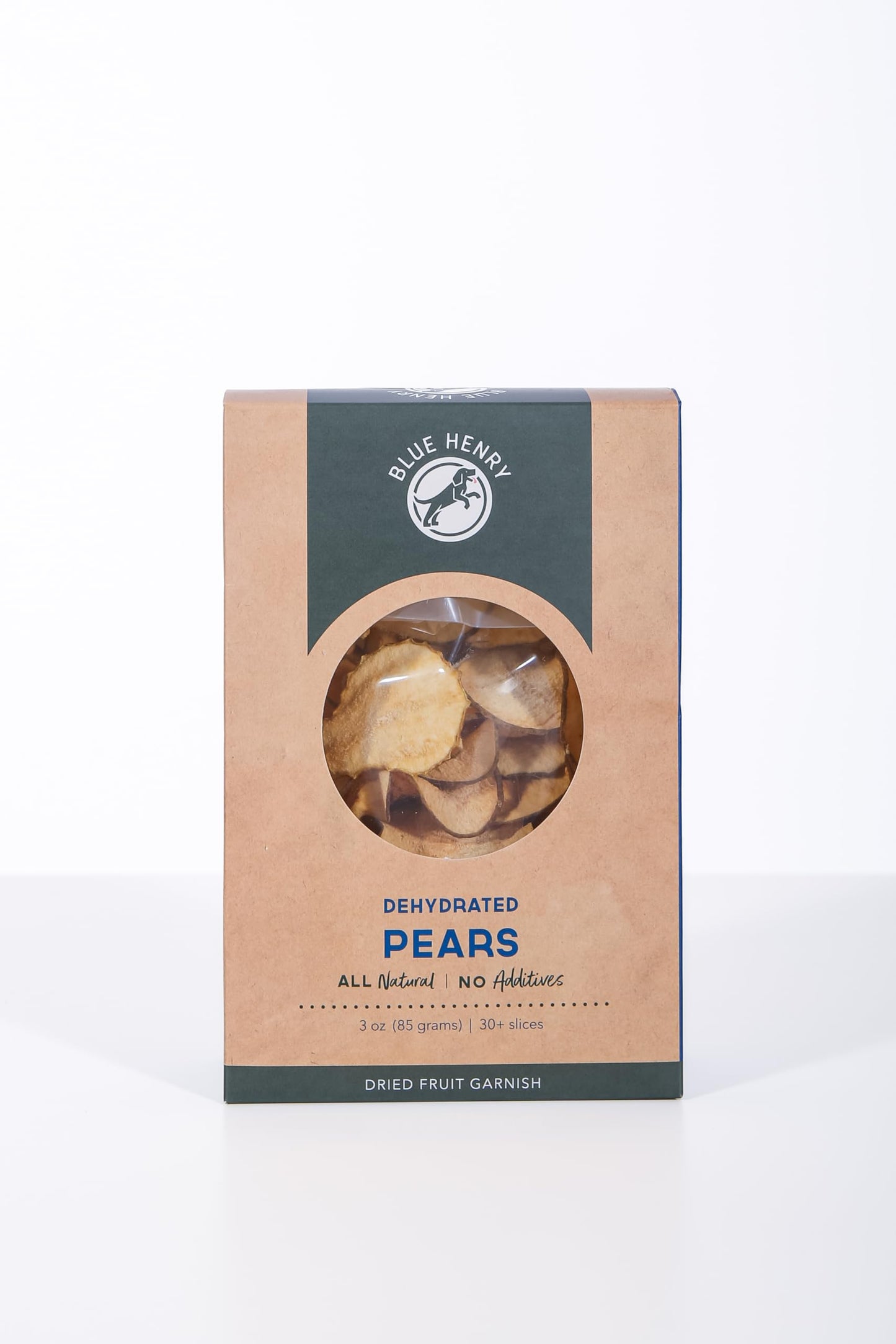 BlueHenry Dehydrated Pear Fruit Garnish Slices - 3oz Bag - 30+ slices Made in USA - All Natural - Vegan, Gluten Free - For Cocktails, Baking, Snacks