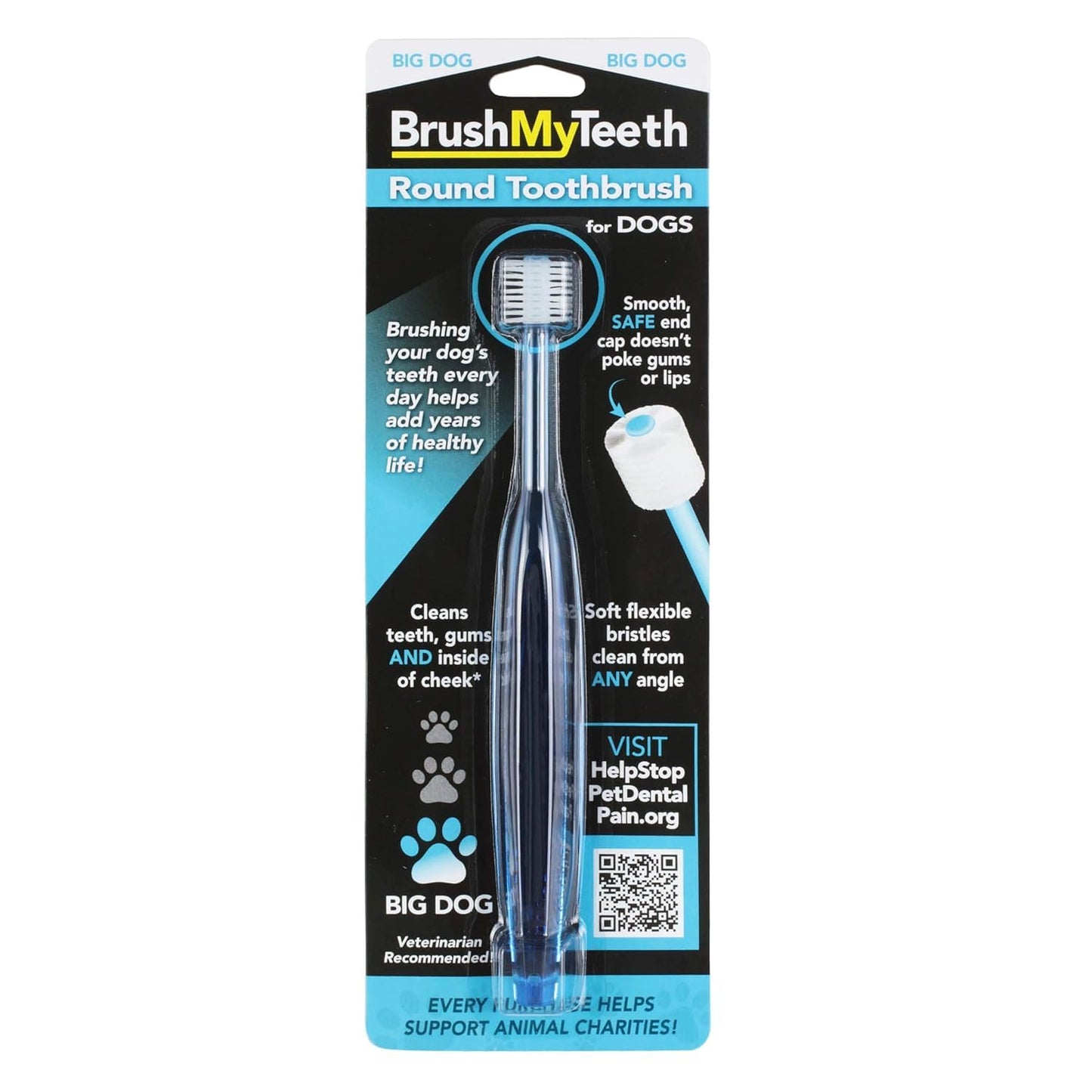 Brush My Teeth Big Dog Toothbrush, Rounded Brush Head with Soft Flexible Bristles for Safe and Gentle Brushing for Dogs, Any Large Breed or Puppy, Daily Brushing Adds Years of Healthy Life