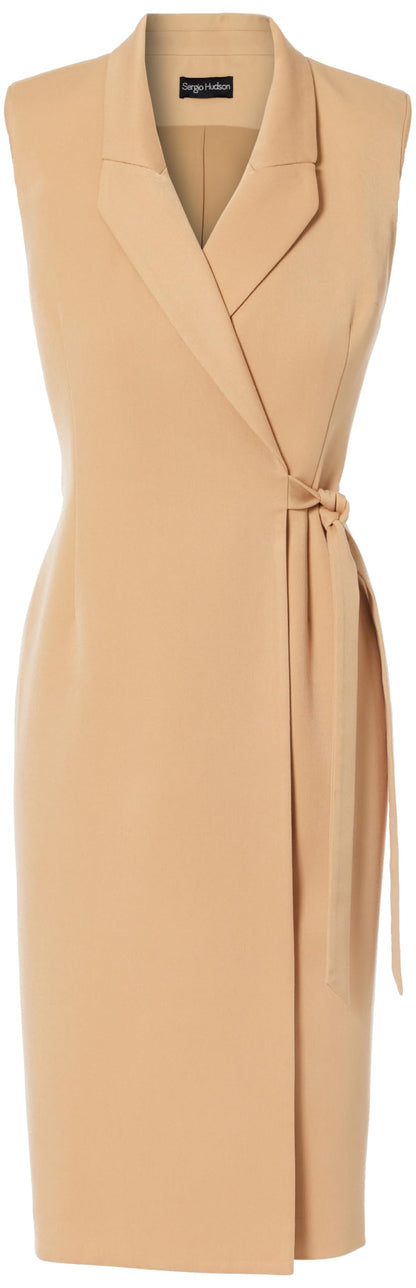 Sleeveless Wrap Dress, 4, Camel