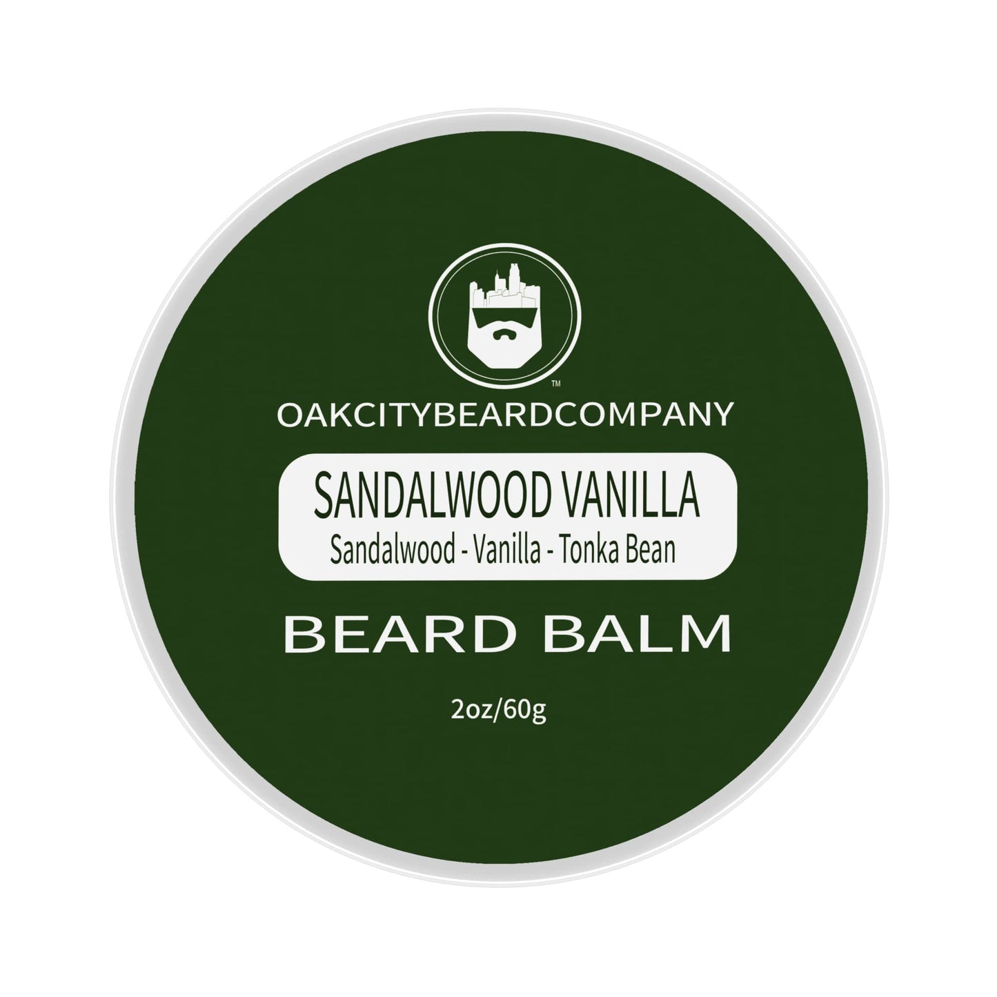 OakCityBeardCo. - Sandalwood Vanilla - 2 Ounce - Beard Balm - Beard Conditioner - Sandalwood - Vanilla - Tonka Bean