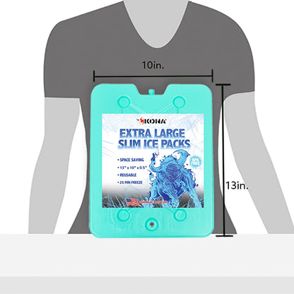 (Set of 6) XL Slim Ice Packs for Coolers - Freezer Packs - Refreezable & Reusable for Coolers - Perfect for The Beach, Camping Trips, and Sports Events