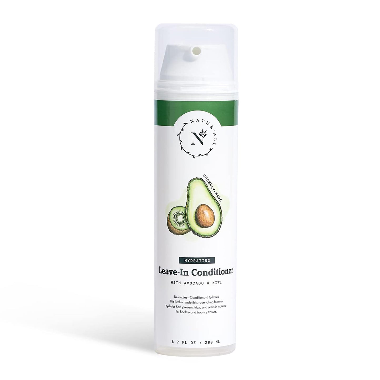 NaturAll Hydrating Avocado Leave-In Conditioner for Dry, Curly, Coily, Natural Hair - 100% Natural, Silicone-Free, Cruelty-Free (6.7 oz)