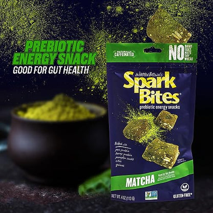 SPARK BITES Matcha - Green Tea (Pack of 6) Allergen Free Vegan Healthy Energy Snack - A Steady Release of Wholesome Energy with NONE OF THE TOP 8 ALLERGENS - Vegan, Non-GMO, Gluten-Free