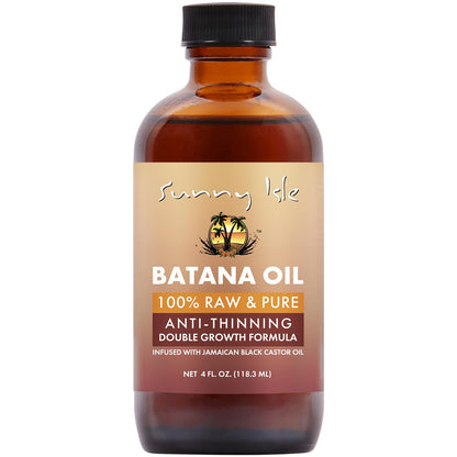 Sunny Isle Batana Oil Infused with Jamaican Black Castor Oil 4oz | Anti-Thinning Double Growth Formula