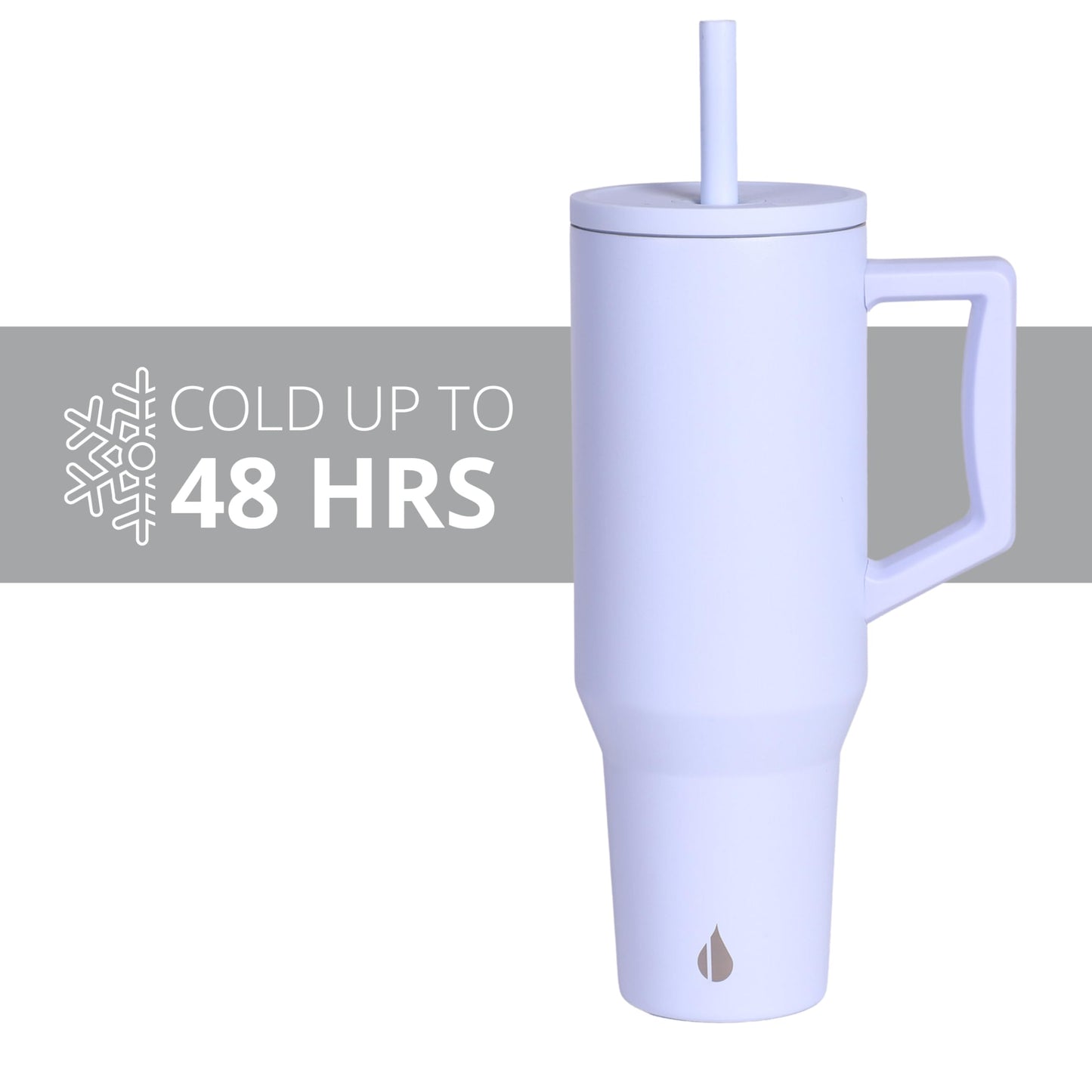 Elemental 40 oz Tumbler with Handle and Straw - Spill Proof Insulated Stainless Steel Commuter for Hot and Cold Beverages - Travel Coffee Mug with 2 Straws & Spill Proof Lid - 40oz - Ice Blue